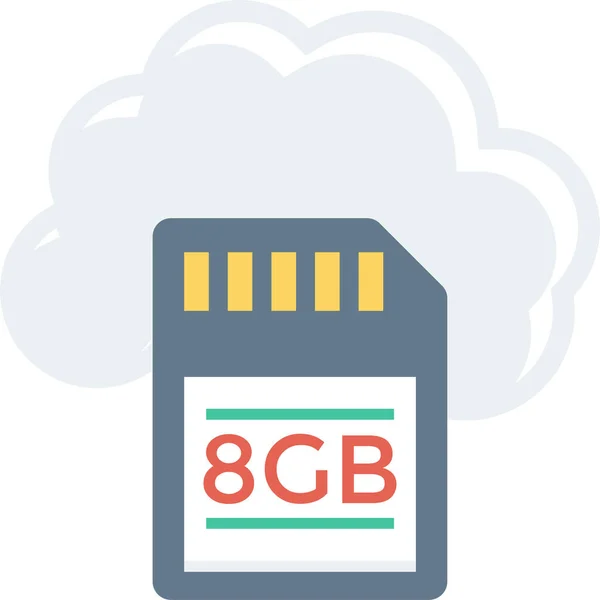 Cloud Digital Memory Icon Flachen Stil — Stockvektor