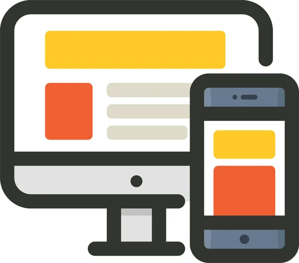 Ícone Responsivo Design Adaptativo Estilo Esboço Preenchido — Vetor de Stock