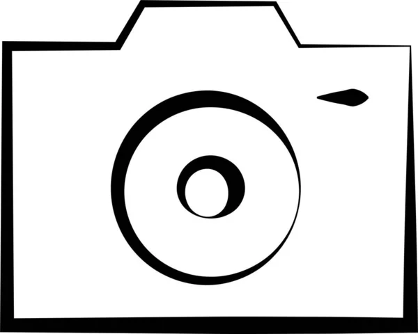 Digitální Ikona Fotoaparátu Dslr Ručně Kresleném Stylu — Stockový vektor