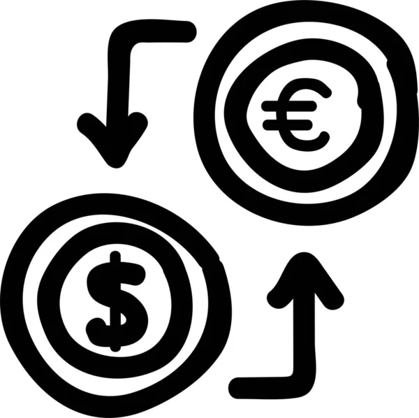 Moneda Dólar Icono Cambio Estilo Dibujado Mano — Vector de stock