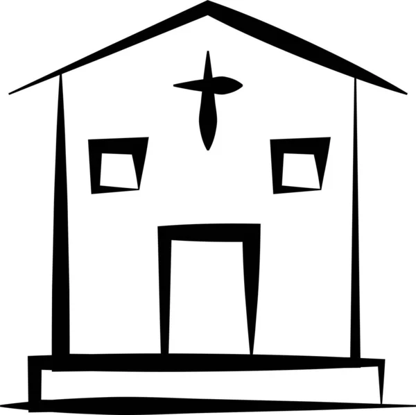 Κτίριο Christian Christianbuilding Εικόνα Στο Χέρι Στυλ — Διανυσματικό Αρχείο