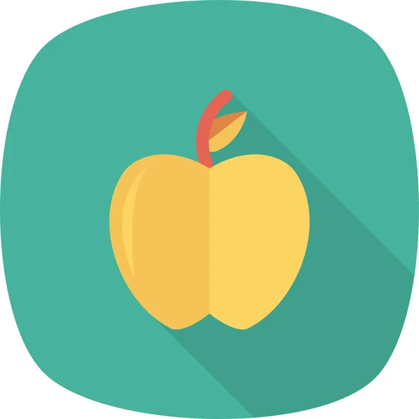 Apfel Essen Frisches Symbol Langschatten Stil — Stockvektor