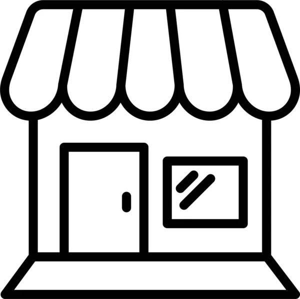 Building Market Shop Icon Outline Style — Stock Vector