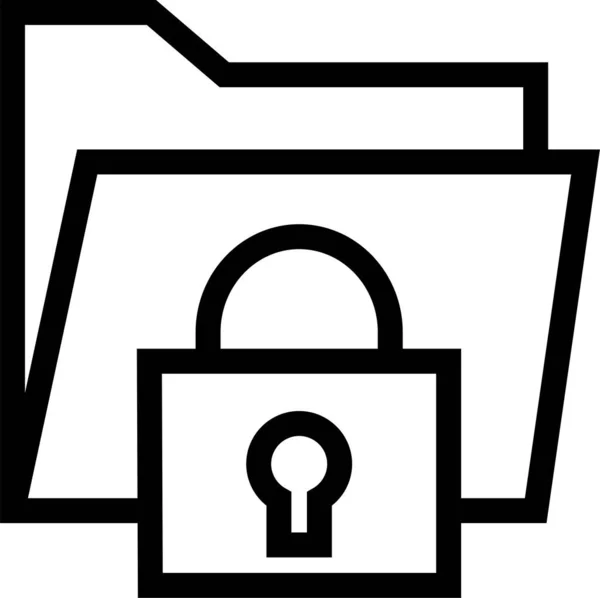 Folder Lock Protect Icon Handdrawn Style — Stock Vector