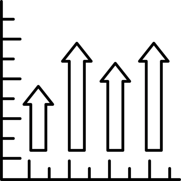 成長統計アイコンをアウトラインスタイルで表示 — ストックベクタ