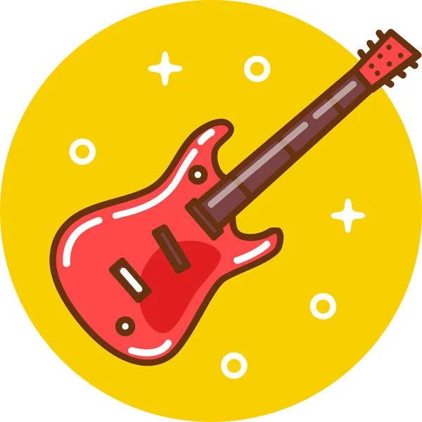 填充轮廓风格的吉他乐器图标 — 图库矢量图片