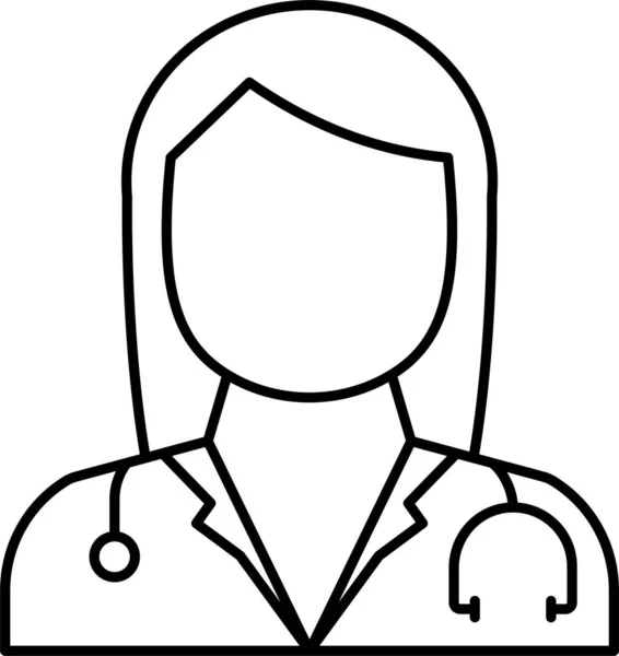 Avatar Läkare Kvinnlig Ikon Kontur Stil — Stock vektor