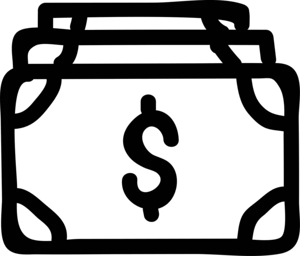 Banken Bargeld Dollar Symbol Umriss Stil — Stockvektor
