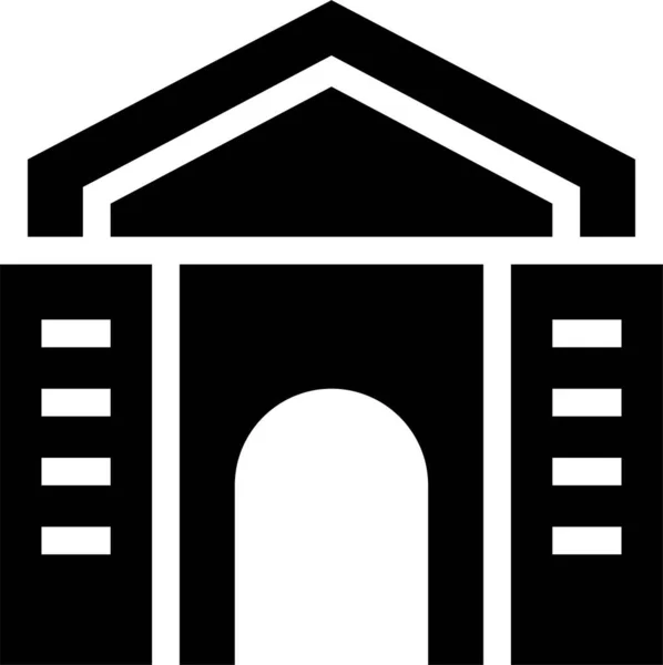Архітектура Будівництва Комерційної Ікони Суцільному Стилі — стоковий вектор