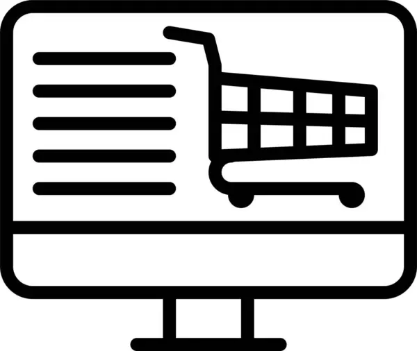 Kereskedelmi Internetes Ikon Vásárlása Körvonalazott Stílusban — Stock Vector