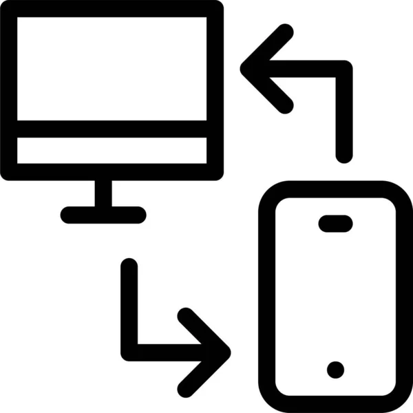 Fichier Informatique Icône Mobile Dans Style Contour — Image vectorielle