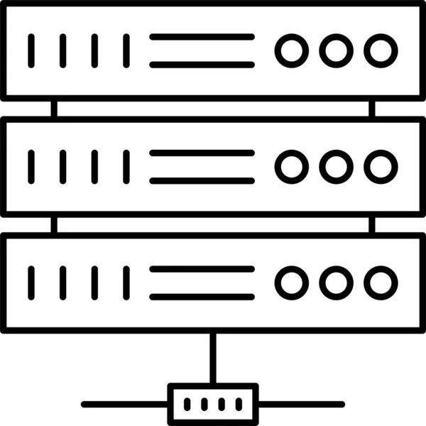 Ikona Serveru Databázového Centra Stylu Osnovy — Stockový vektor