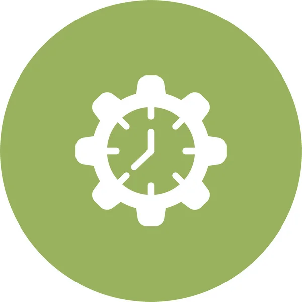 Icono Engranaje Configuración Reloj Estilo Plano — Vector de stock