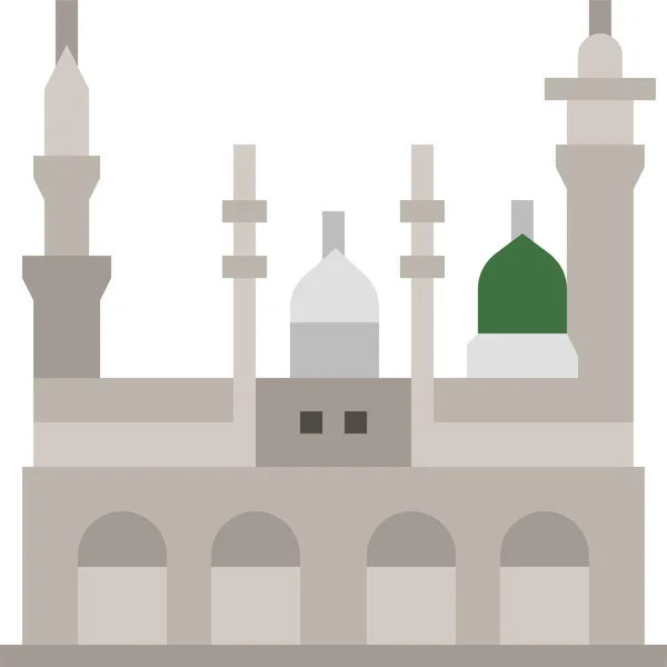 Masjid Nabawi Ázsiai Város Ikon Lapos Stílusban — Stock Vector