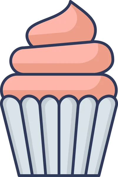 Pastel Muffin Alimento Icono Estilo Contorno Lleno — Vector de stock