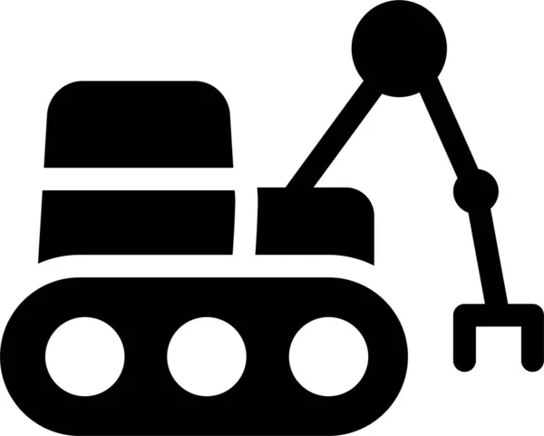 Icône Chariot Élévateur Grue Bulldozer Dans Style Solide — Image vectorielle