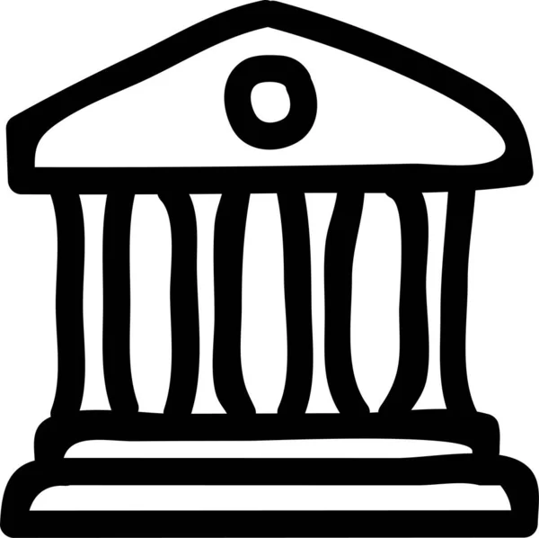 Ikona Finansowania Budowy Banków Ręcznie Rysowanym Stylu — Wektor stockowy
