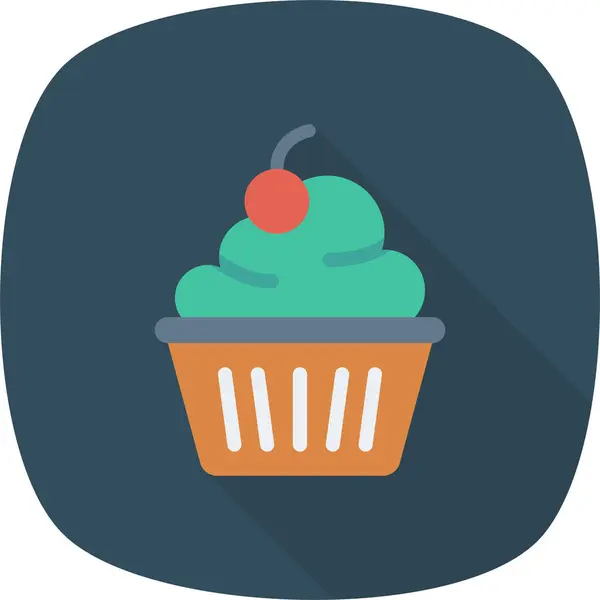 Bäckerei Cupcake Muffin Ikone Flachen Stil — Stockvektor