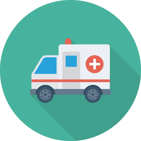 Ambulans Acil Ilk Yardım Simgesi Uzun Gölge Biçiminde — Stok Vektör