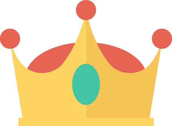 Corona Rey Icono Reina Estilo Plano — Vector de stock