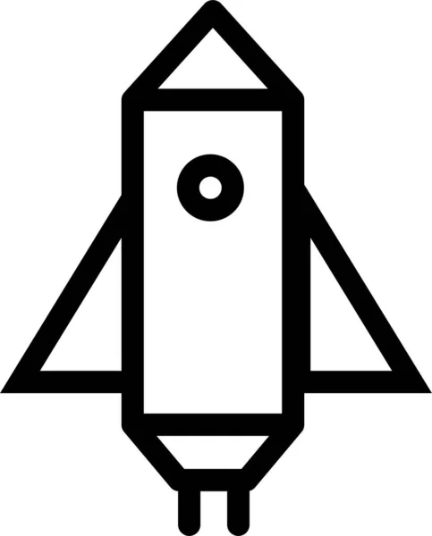Lanzamiento Cohete Nave Espacial Icono Estilo Esquema — Vector de stock