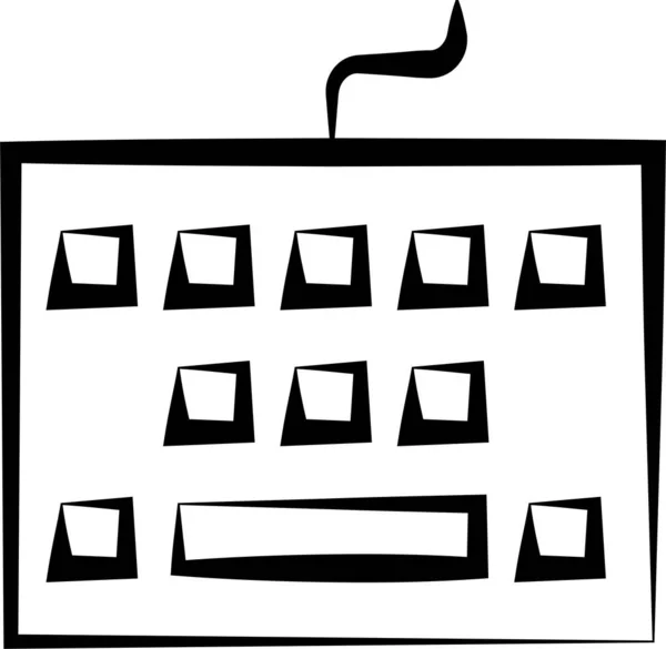 Desková Elektronická Ikona Počítače Ručně Kresleném Stylu — Stockový vektor