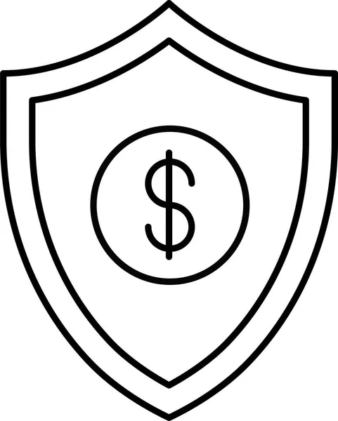 美元货币安全图标的轮廓风格 — 图库矢量图片