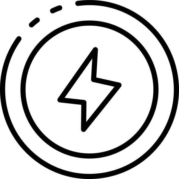 Trovão Flash Ícone Circular Estilo Esboço — Vetor de Stock