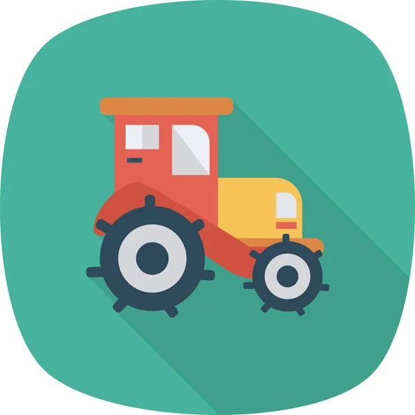 Auto Farming Tractor Icon Long Shadow Style — Stock Vector
