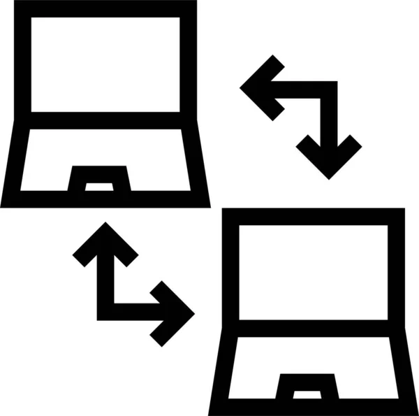 Icono Del Servidor Datos Flecha Estilo Esquema — Archivo Imágenes Vectoriales