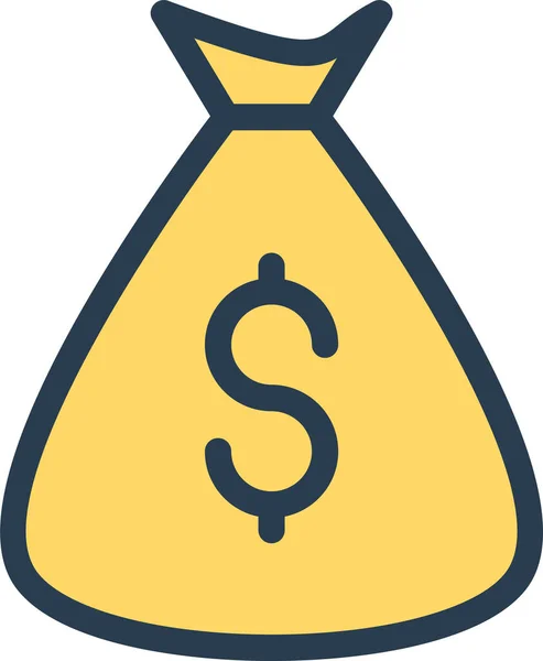 Τσάντα Εικονίδιο Χρηματοδότηση Μετρητά Στυλ Γεμάτο Περίγραμμα — Διανυσματικό Αρχείο