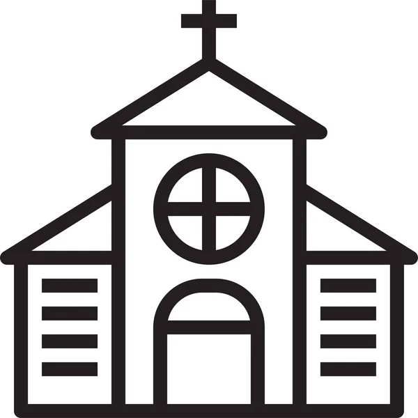 Edificio Iglesia Icono Ciudad Estilo Esquema — Vector de stock