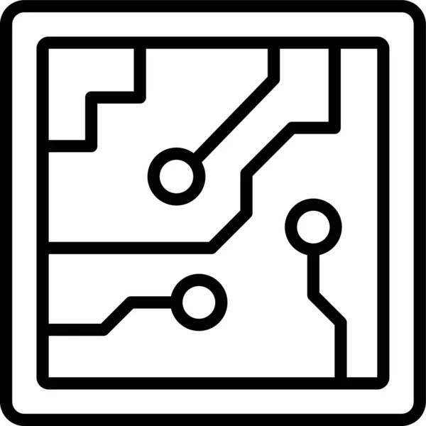 Processeur Cpu Icône Électronique Dans Style Contour — Image vectorielle