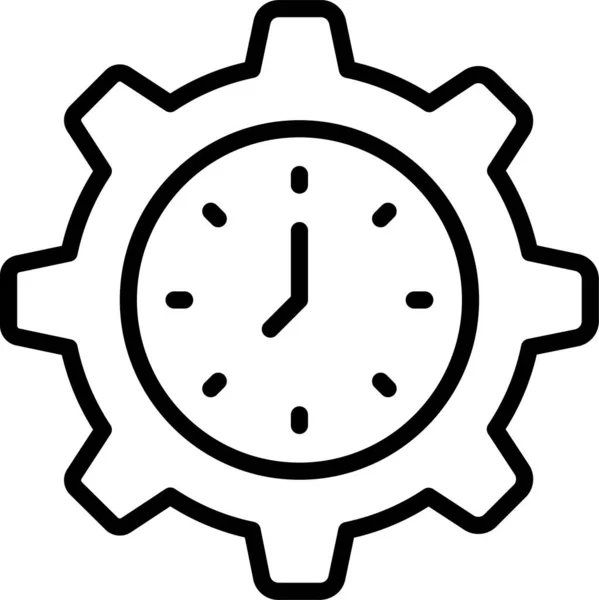 Icono Del Reloj Gestión Engranajes Estilo Esquema — Vector de stock