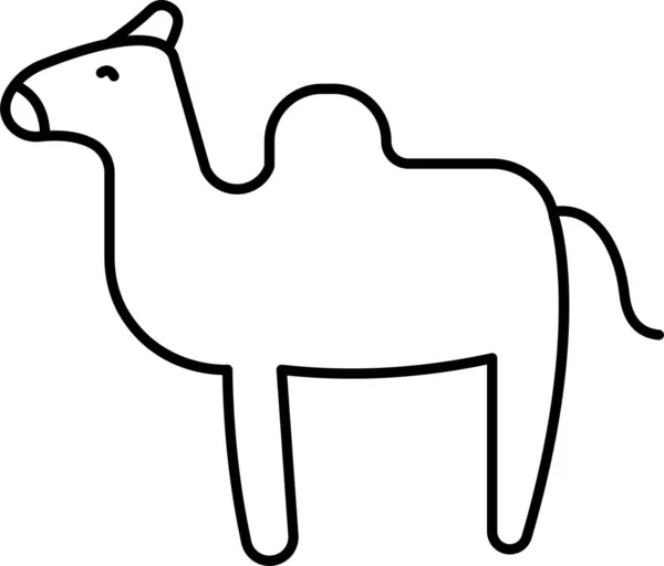 Ícone Deserto Camelo Animal Estilo Esboço — Vetor de Stock