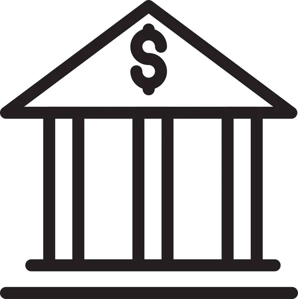 Иконка Финансирования Здания Банка Стиле Outline — стоковый вектор
