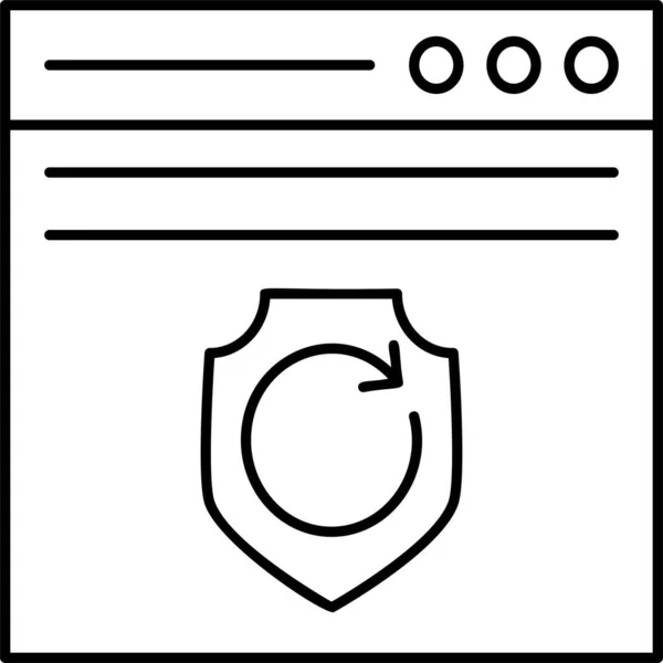 Browser Security Shield Icon Outline Style — Stock Vector