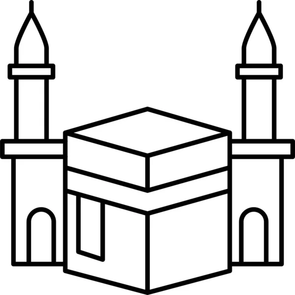 Construcción Mezquita Icono Oración Estilo Del Esquema — Vector de stock