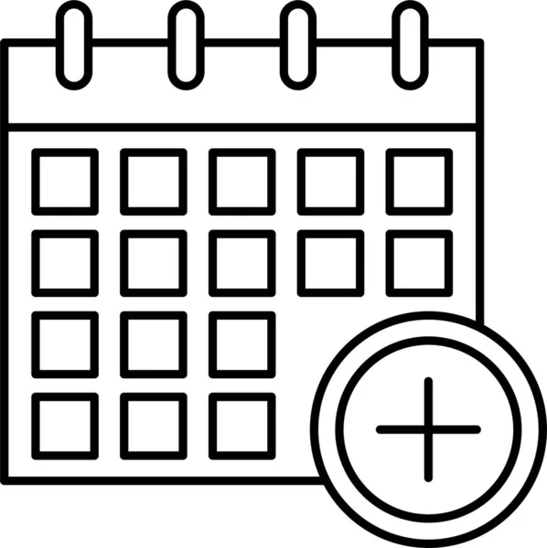 Lägga Till Kalenderdatum Ikonen Konturstil — Stock vektor