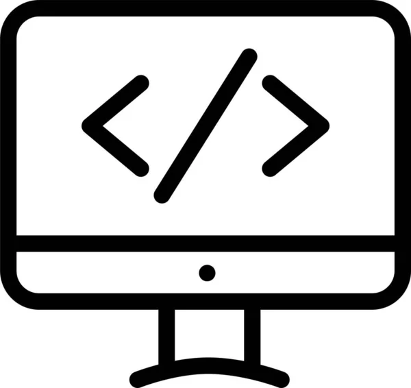 Codierung Monitor Symbol Umriss Stil — Stockvektor