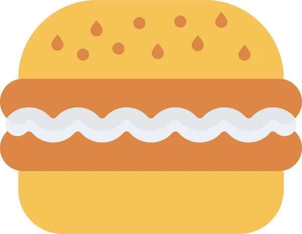 Burger Essen Fastfood Ikone Flachen Stil — Stockvektor