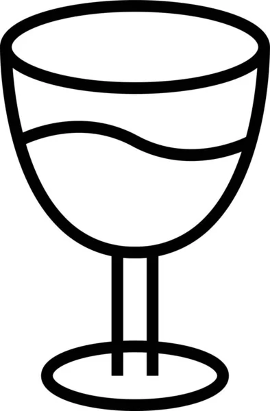 Wijn Glas Drank Pictogram Omtrek Stijl — Stockvector