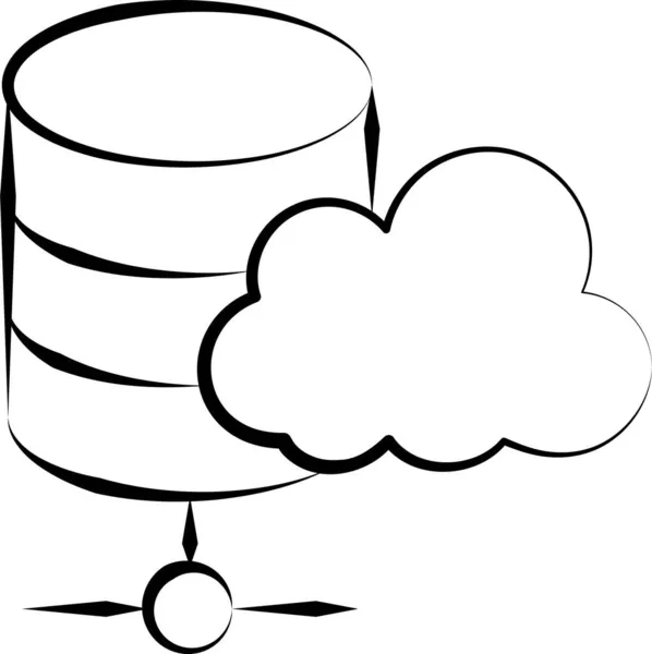 Cloud Hosting Server Icon Handdrawn Style — Stock Vector