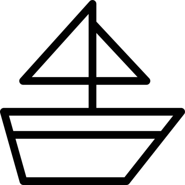 Tekne Halka Açık Gemi Simgesi Ana Hat Biçiminde — Stok Vektör