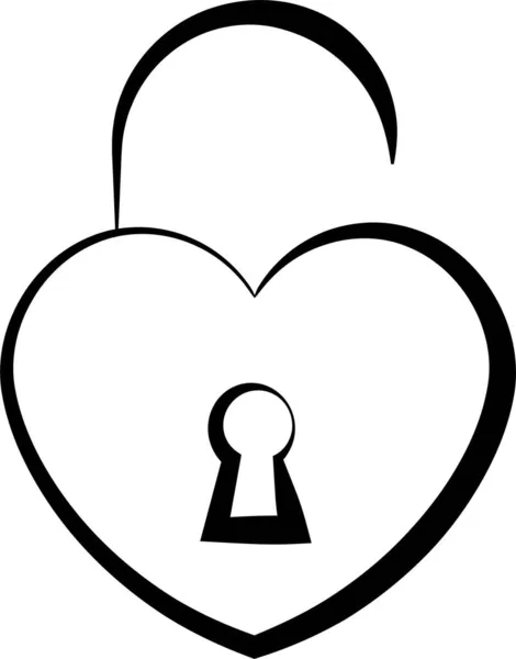Значок Блокування Серцевого Ключа Стилі Контур — стоковий вектор