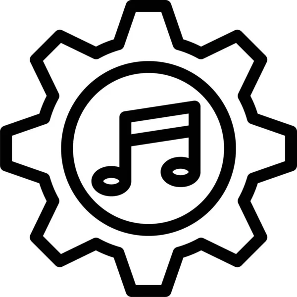 Icono Música Engranaje Configuración Estilo Esquema — Archivo Imágenes Vectoriales