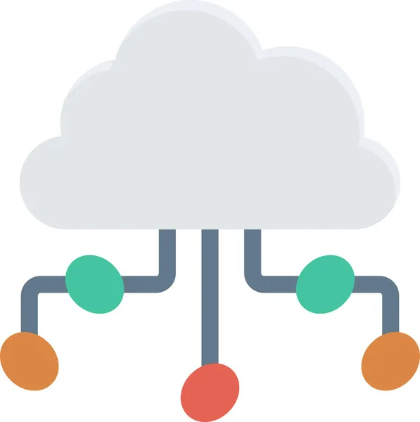 Cloud Computing Database Pictogram Platte Stijl — Stockvector