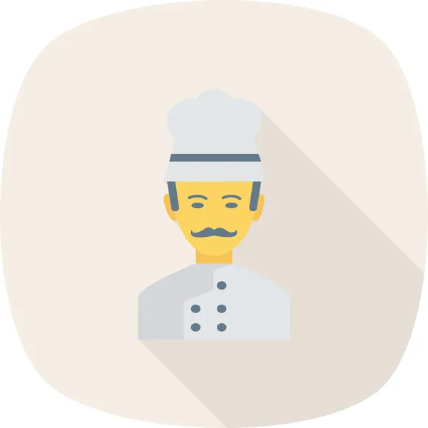 Ikon Masak Avatar Chef Dalam Gaya Bayangan Panjang - Stok Vektor