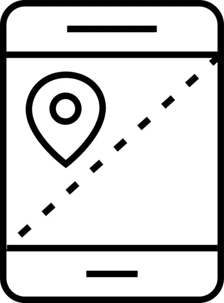 Localisation Icône Navigation Mobile Dans Style Outline — Image vectorielle