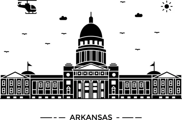 Arquitectura Arkansas Icono Del Edificio Estilo Sólido — Vector de stock